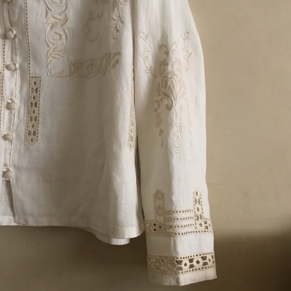 Vintage Embroidered Linen Top - Picture 4 of 7